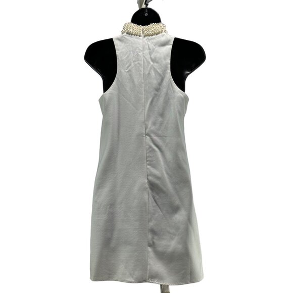 LULUS Women's Dress White Sleeveless Pearl Embellished Neckline Stretch Size XS - Picture 3 of 16